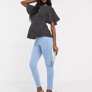 ASOS DESIGN Maternity high rise ridley 'skinny' jeans in bright blue